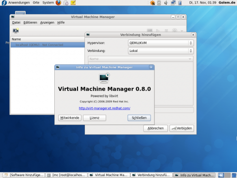 Der Virtual Manager verwaltet VMs.
