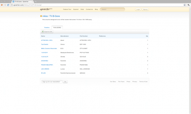 ... samt Komponentenliste
