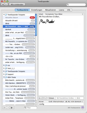 Textexpander - Textbausteine