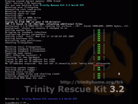Mit dem Trinity Rescue Kit lassen sich auch Daten von kaputten Windowsrechnern retten
