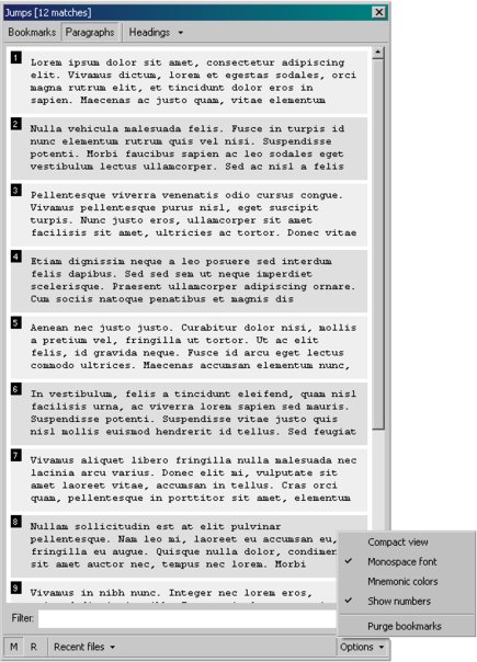 Writemonkey - Absatzübersicht