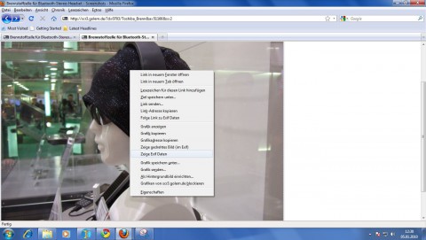 Um sich die Metadaten anzeigen zu lassen, klickt der Nutzer mit der rechten Maustaste auf ein Bild auf einer Website.