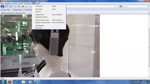 Um die Metadaten von Bildern auf dem Computer anzuschauen, wird der Exif Viewer &uuml;ber die Men&uuml;leiste des Firefox gestartet.
