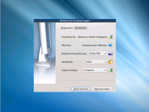 Nach den Einstellungen zur Bildschirmaufl&ouml;sung startet der KDE-SC-4.3.4-Desktop.