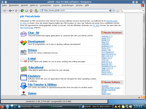 Zus&auml;tzliche Software l&auml;sst sich im Browser ausw&auml;hlen und installieren.