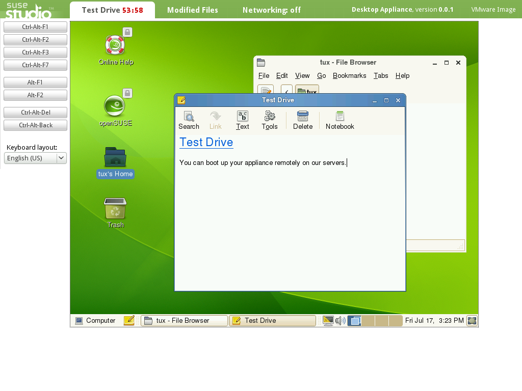 Die erstellten Appliances können auch gleich in einer Testumgebung geprüft werden.