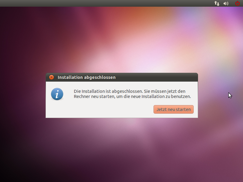 Ein Neustart ist obligatorisch.