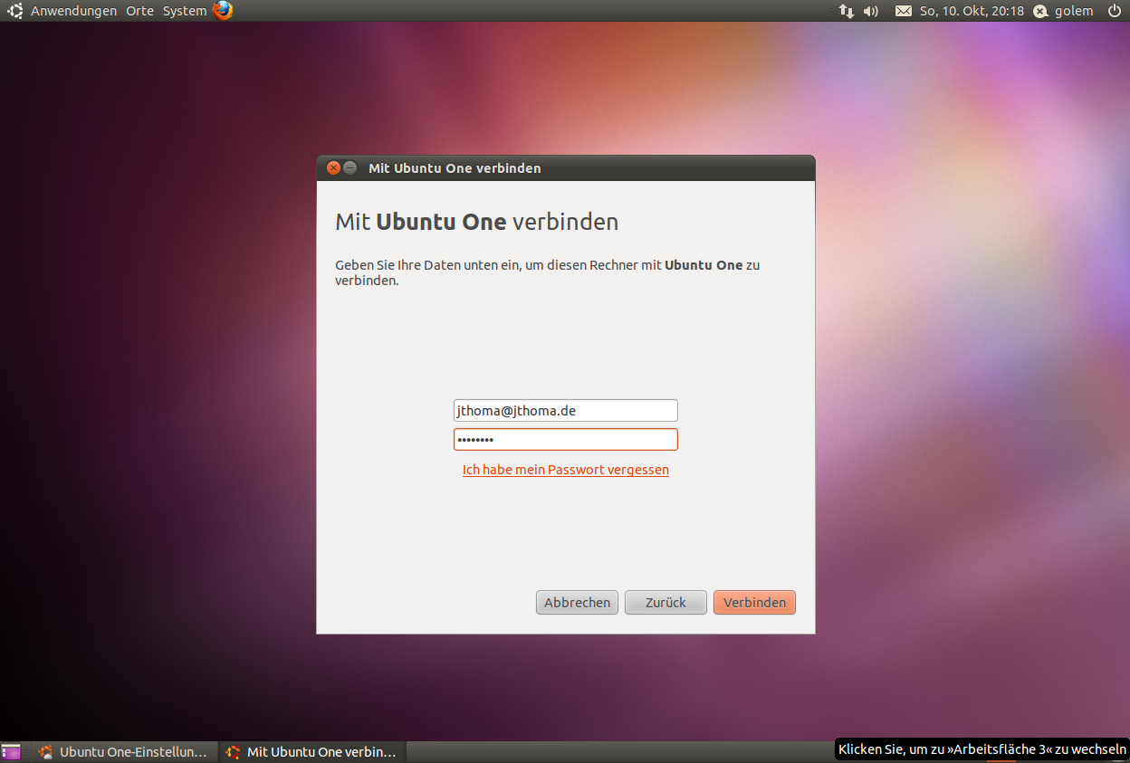 Das Verbinden mit dem Cloud-Dienst Ubuntu One ist deutlich einfacher geworden.