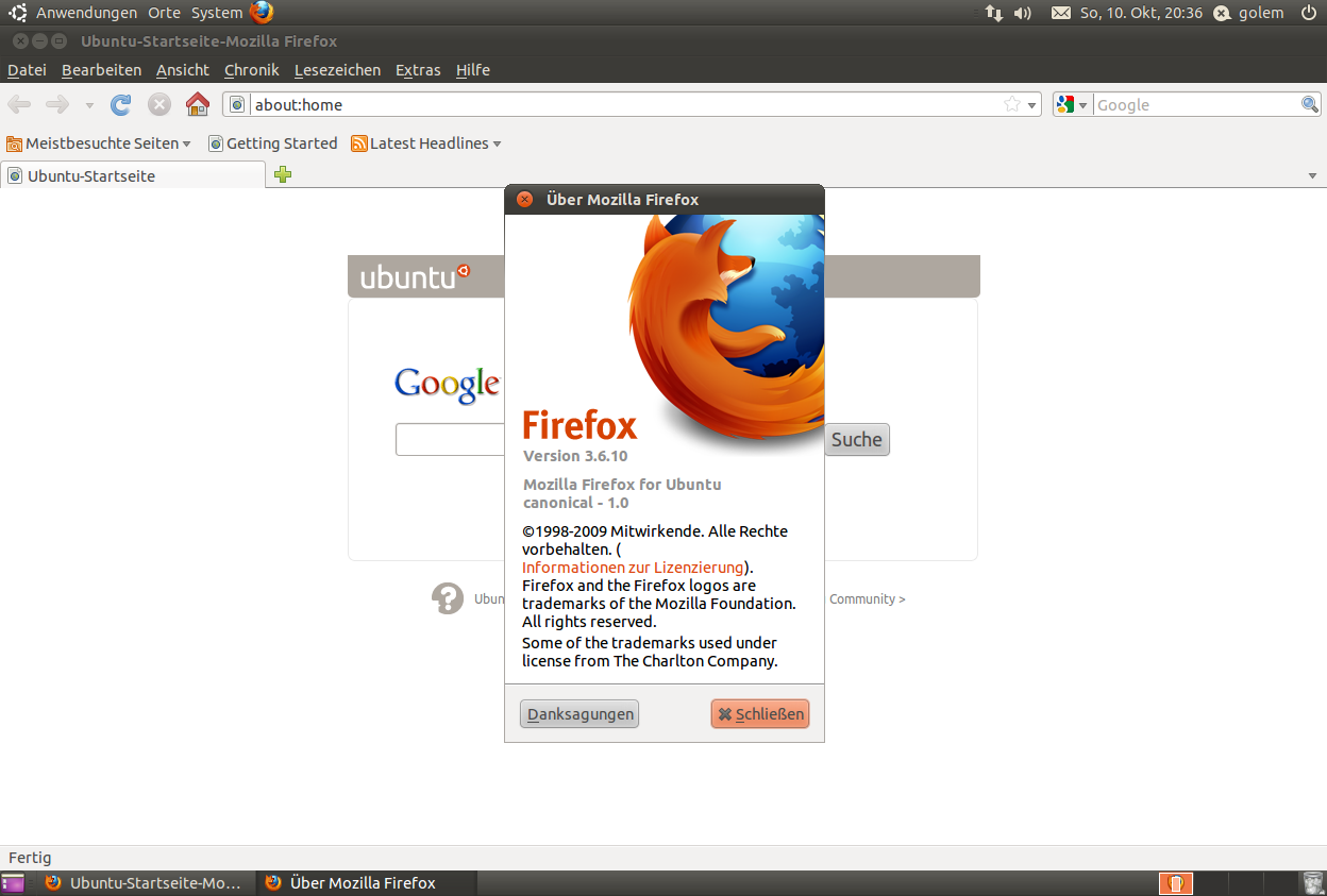 Der Browser Firefox wurde in Version 3.6.10 eingepflegt.