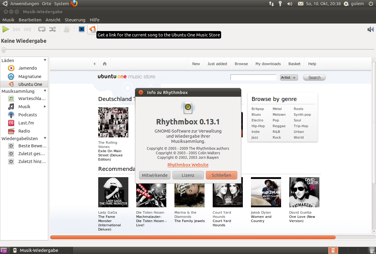 Banshee bietet Zugang zum Ubuntu One Music Store und synchronisiert erworbene Musikstücke mit der Ubuntu-Wolke. 