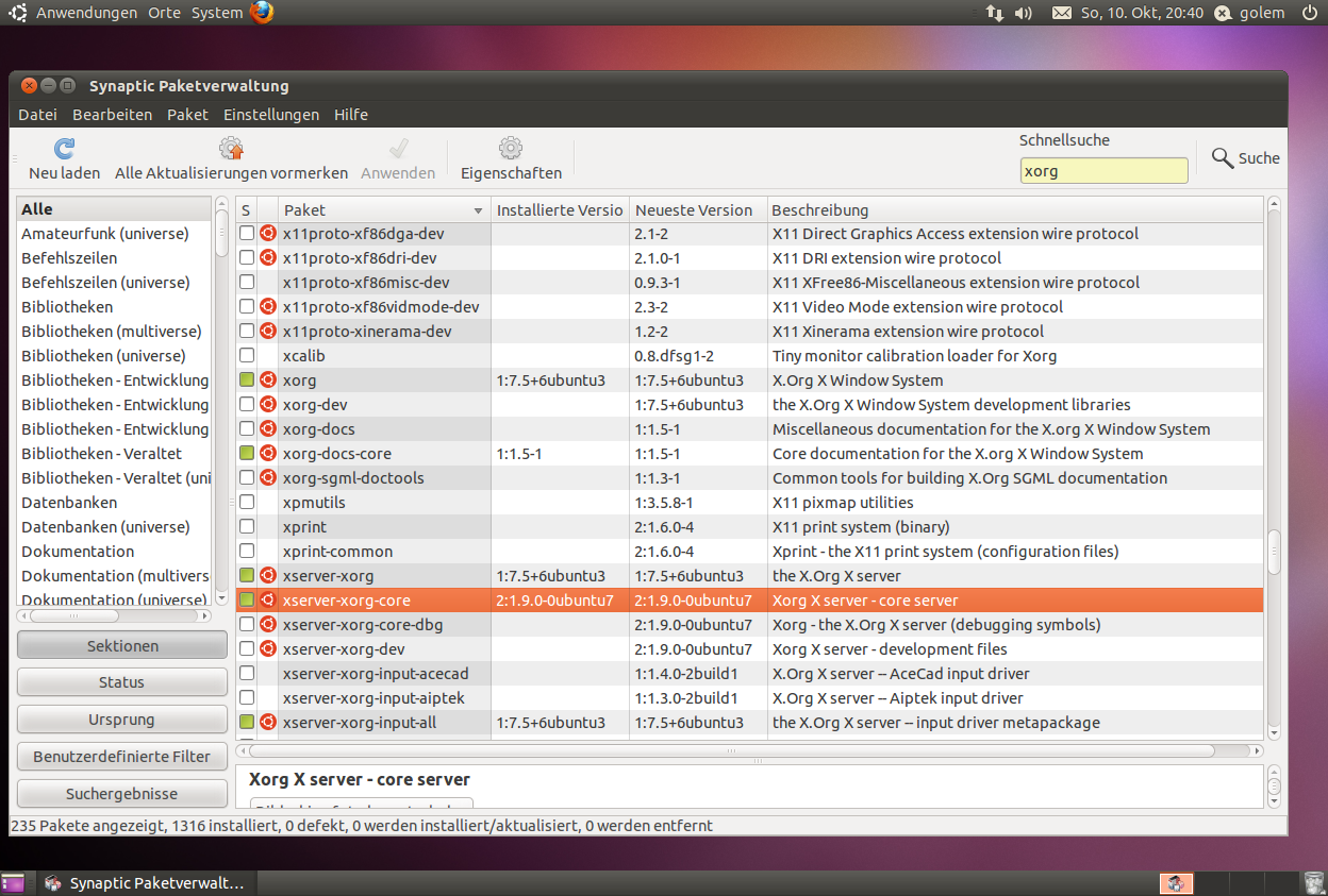 Der neue Xserver in Version 1.9 ist jedoch inkompatibel...