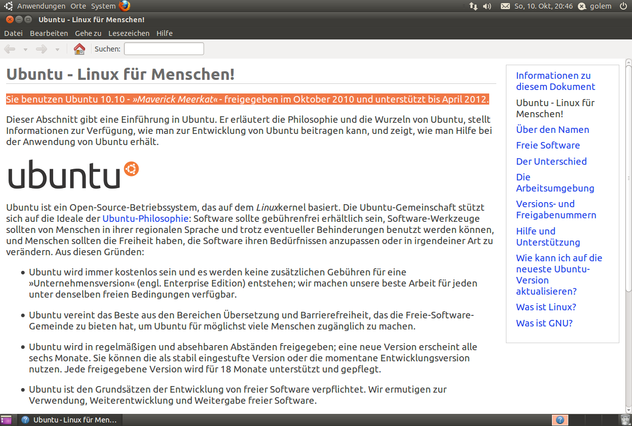 Ubuntu 10.10 alias Meverick Meerkat