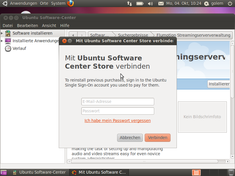 Das Ubuntu-Software-Center speichert Einkaufslisten für die spätere Wiederinstallation.