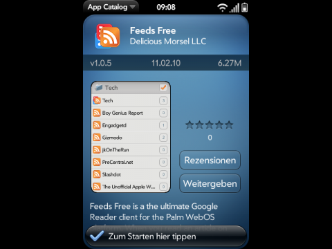 Feeds Free im deutschen App Catalog