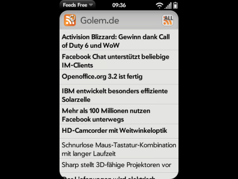 Feeds - ge&ouml;ffnetes Feed von Golem.de