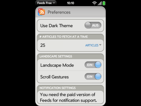 Feeds - Einstellungen