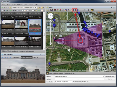 Geosetter - nachtr&auml;gliche Einrichtung der Blickrichtung bei einem Foto