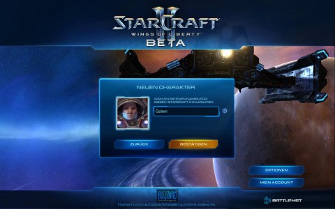 Starcraft 2: Eingabe des Charakternamens