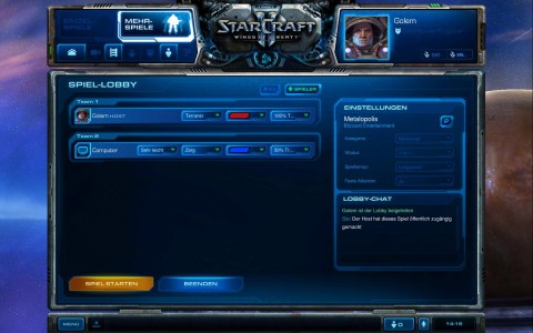 Starcraft 2: eines der Mehrspielermen&uuml;s