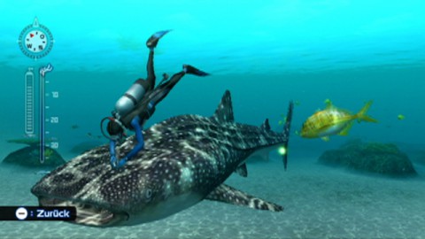 Wenn ein bestimmtes Logo erscheint, kann man sich an den Hai anh&auml;ngen und sich ziehen lassen.
