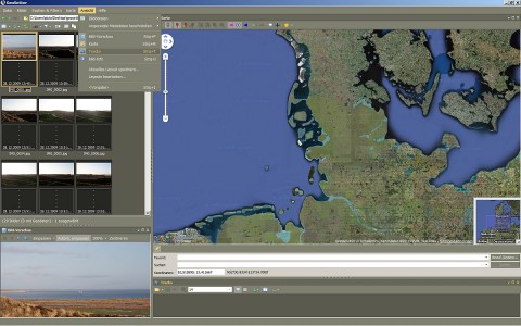Zum Synchronisieren mit einer aufgezeichneten Strecke m&uuml;ssen Bilder und die Geodatei ge&ouml;ffnet werden.