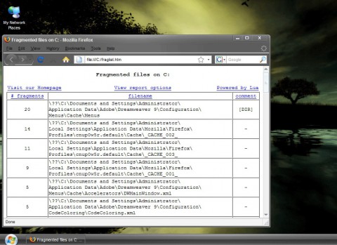 UltraDefrag - Report