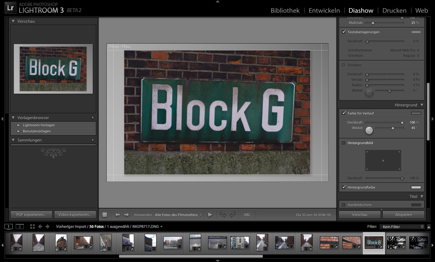 Adobe Photoshop Lightroom 3 Beta 2 - Diashow-Modul