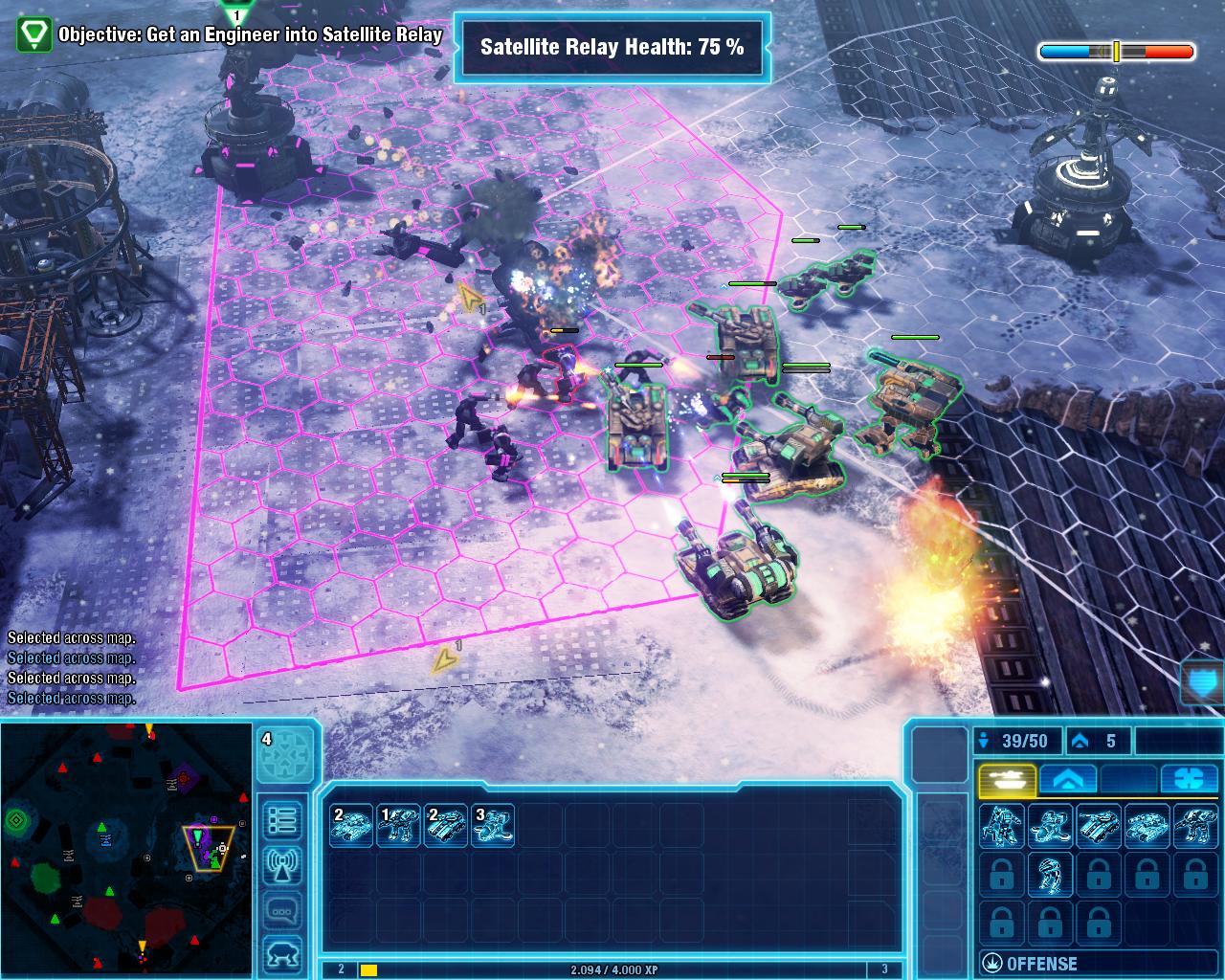 Gitterlinien markieren ein potenzielles Landegebiet für einen neuen Crawler.