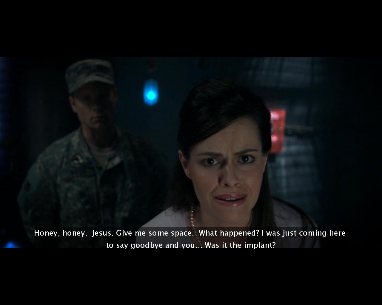 Die Gattin des Spielers in einer Zwischensequenz