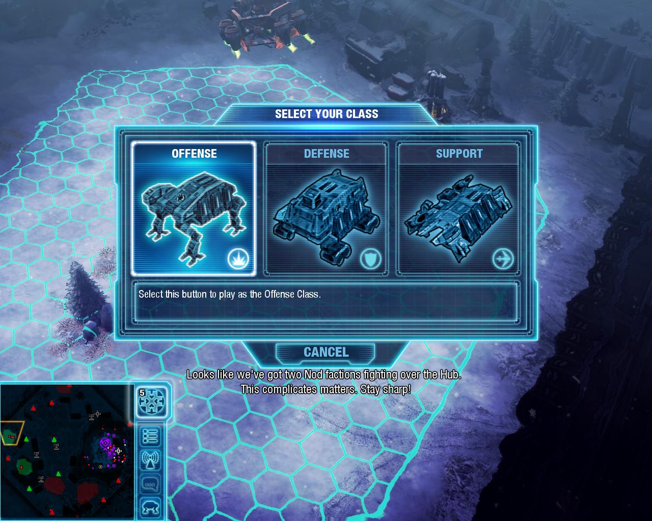 Zu Missionsbeginn wählt der Spieler einen von drei Crawlern.