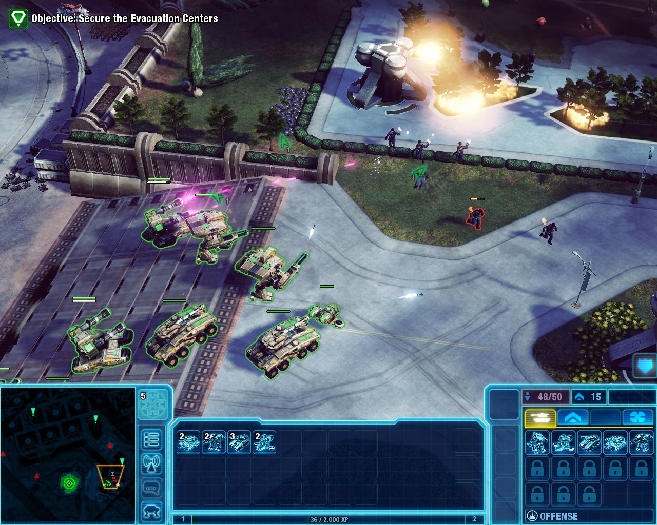 Das Menü für GDI ist blau, das für Nod rot.