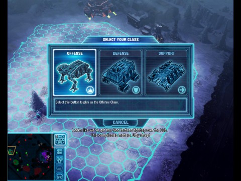 Zu Missionsbeginn w&auml;hlt der Spieler einen von drei Crawlern.