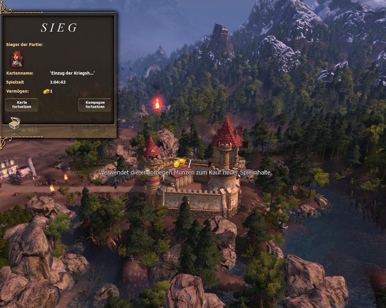 Nach Missionsende darf der Spieler auf Wunsch weitersiedeln.