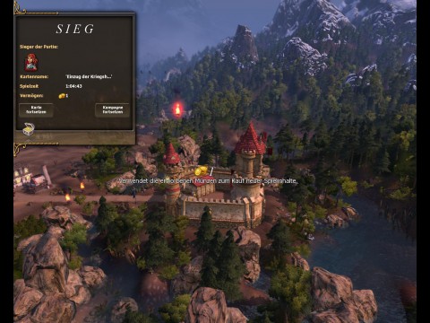 Nach Missionsende darf der Spieler auf Wunsch weitersiedeln.