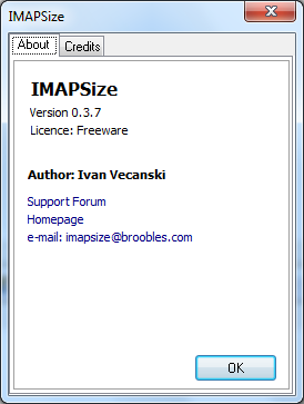 IMAPSize 0.3.7. Neue Versionen gibt es nur selten, ...