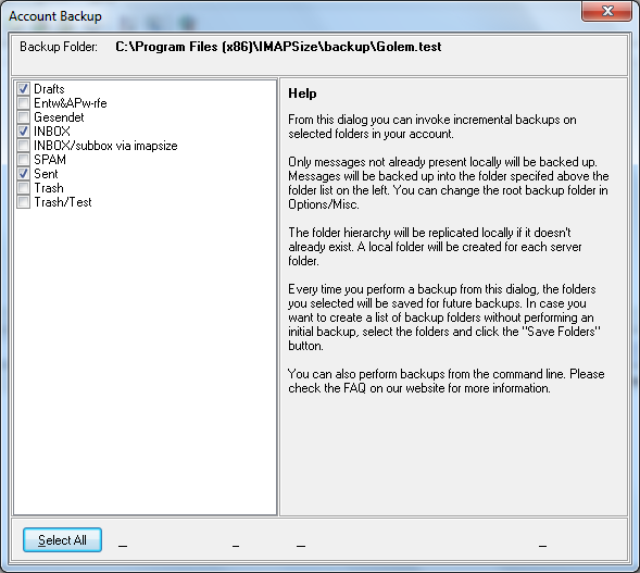 Nicht jeder Ordner muss gesichert werden.