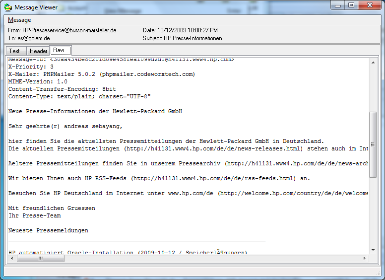 Sogar eine E-Mail-Ansicht hat der Autor Ivan Vecanski implementiert.
