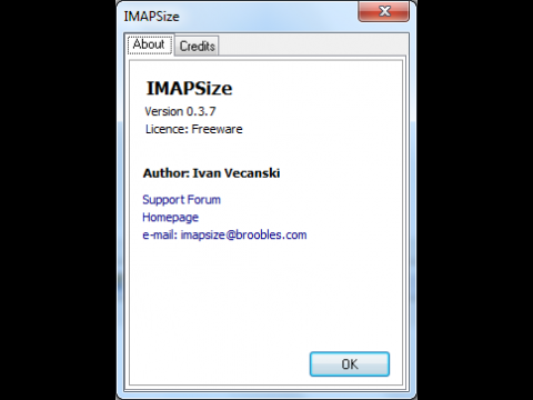 IMAPSize 0.3.7. Neue Versionen gibt es nur selten, ...