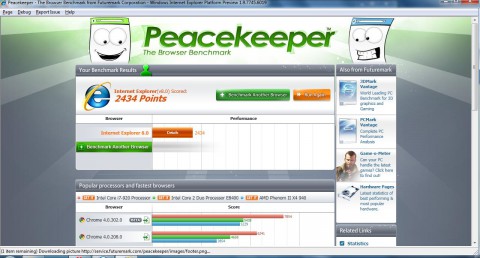 Internet Explorer 9 - Peacekeeper-Benchmark