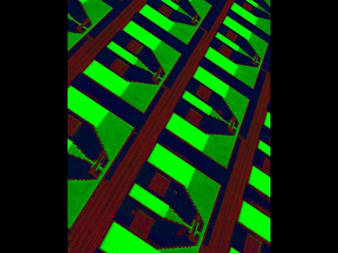 Bild einer Reihe von "Nanophotonic Avalanche Photodetectoren" auf einem Siliziumchip