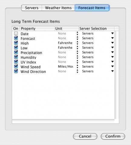 Meteorologist - Daten für die Vorhersage auswählen