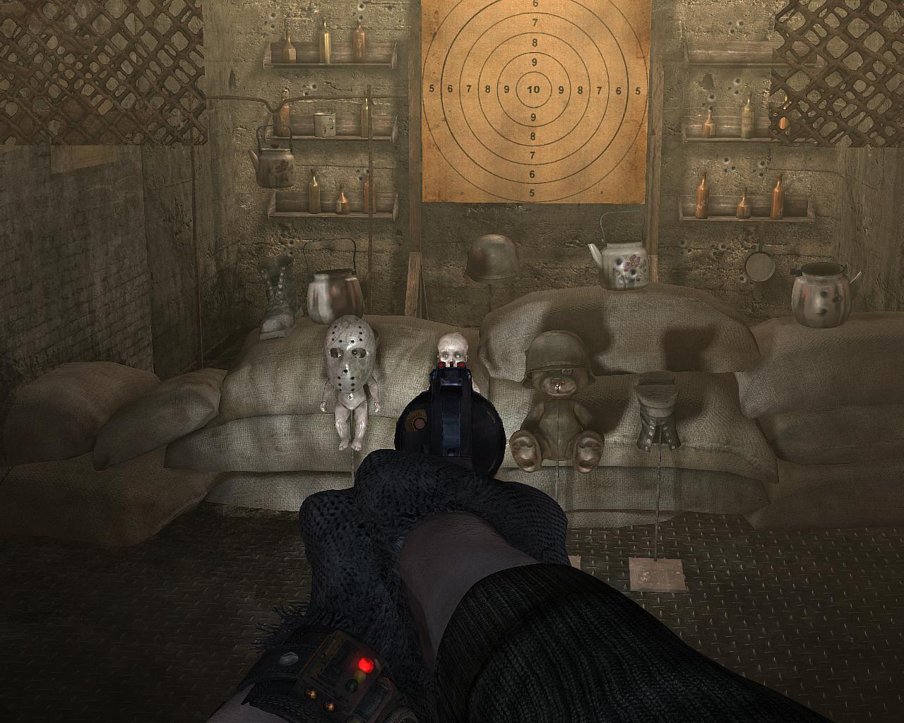 Im Waffenladen darf der Spieler das Schießen üben.