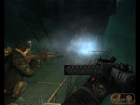 Gemeinsam mit einem KI-Begleiter k&auml;mpft sich Artyom voran.