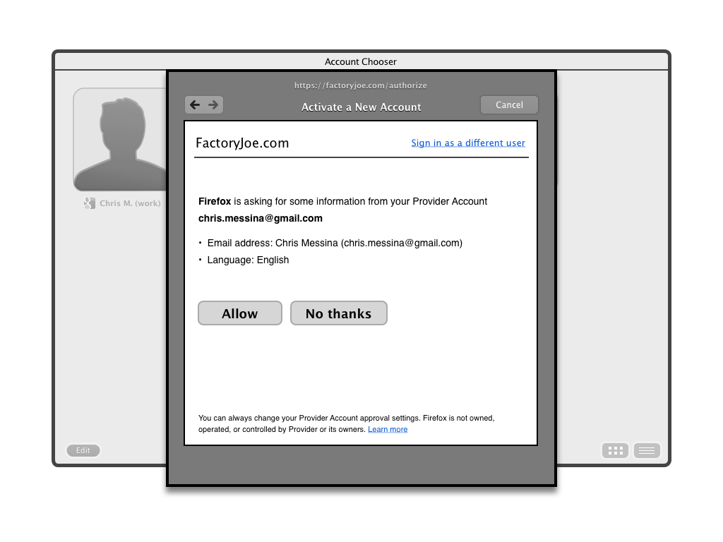 Browser als sozialer Agent: Anmeldung beim sozialen Netzwerk