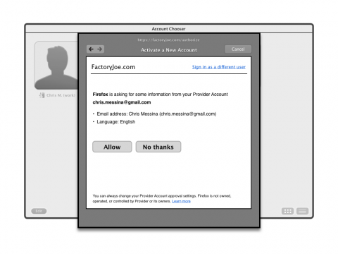 Browser als sozialer Agent: Anmeldung beim sozialen Netzwerk