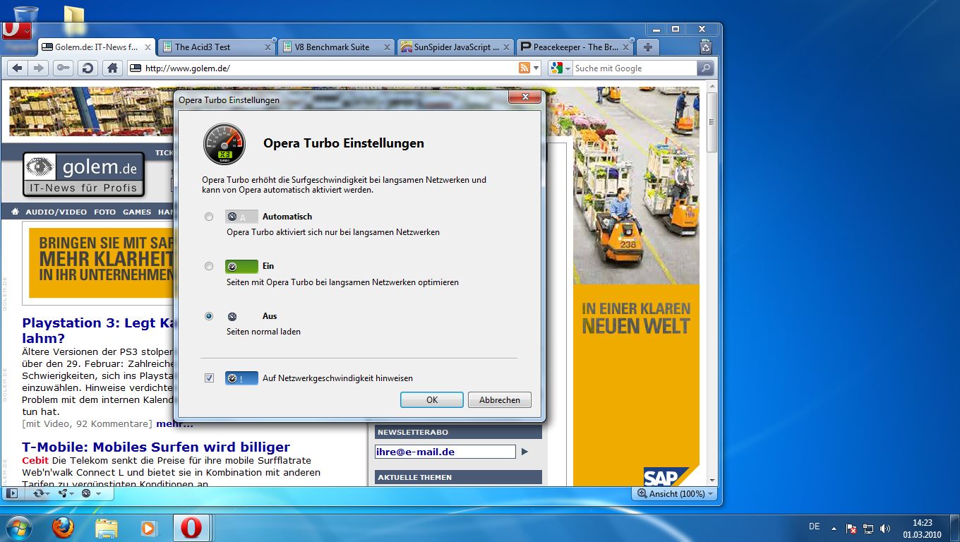 Opera 10.50 - Turbomodus-Einstellungen