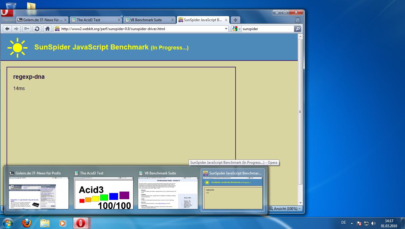 Opera 10.50 - Tabvorschau in Windows 7