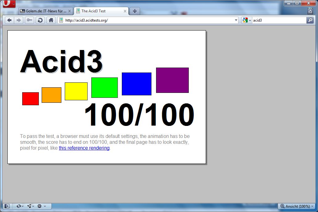 Opera 10.50 - Acid3-Test