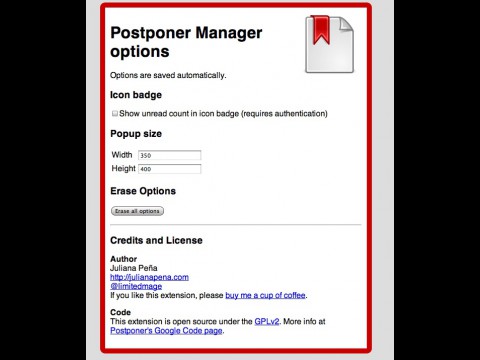 Postponer Manager - Optionen