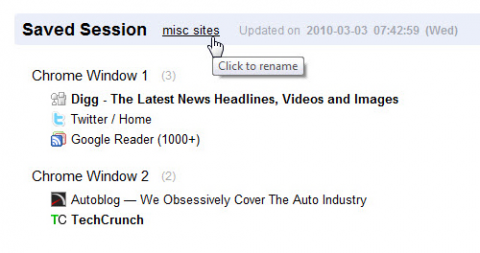 Session Buddy - gespeicherte Sitzungen